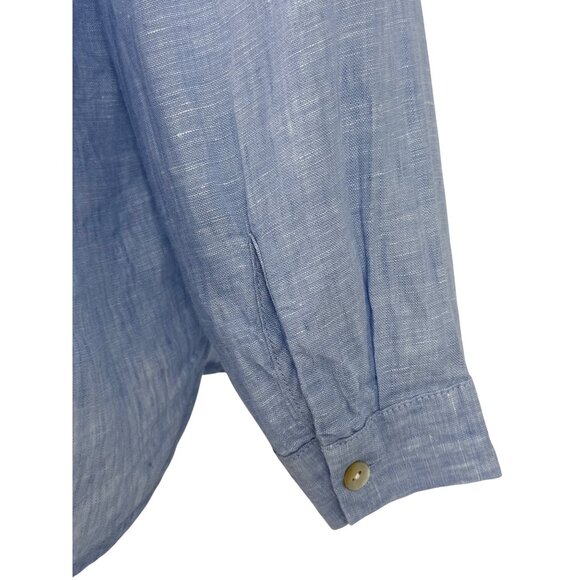 Tahari Light Blue Linen Relaxed Button Down Shirt Coastal Grandma Aesthetic XL - Picture 9 of 15